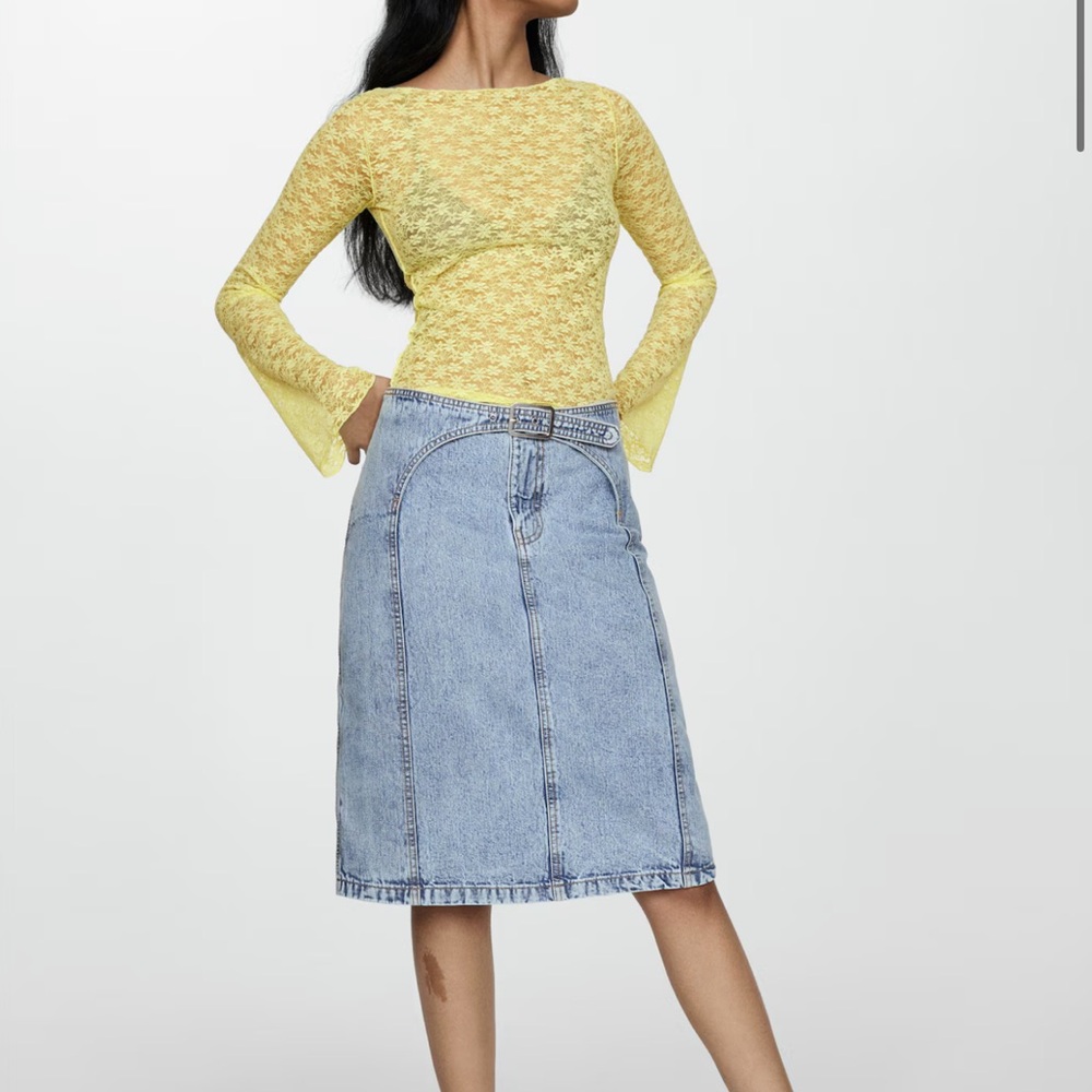 Mango Denim Blue Women's Skirt